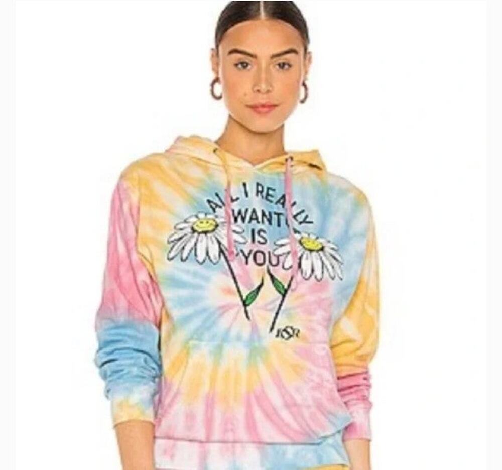 NEW BSR By Samii Ryan All I REALLY Want IS YOU Multicolor Tie Dye Hoodie